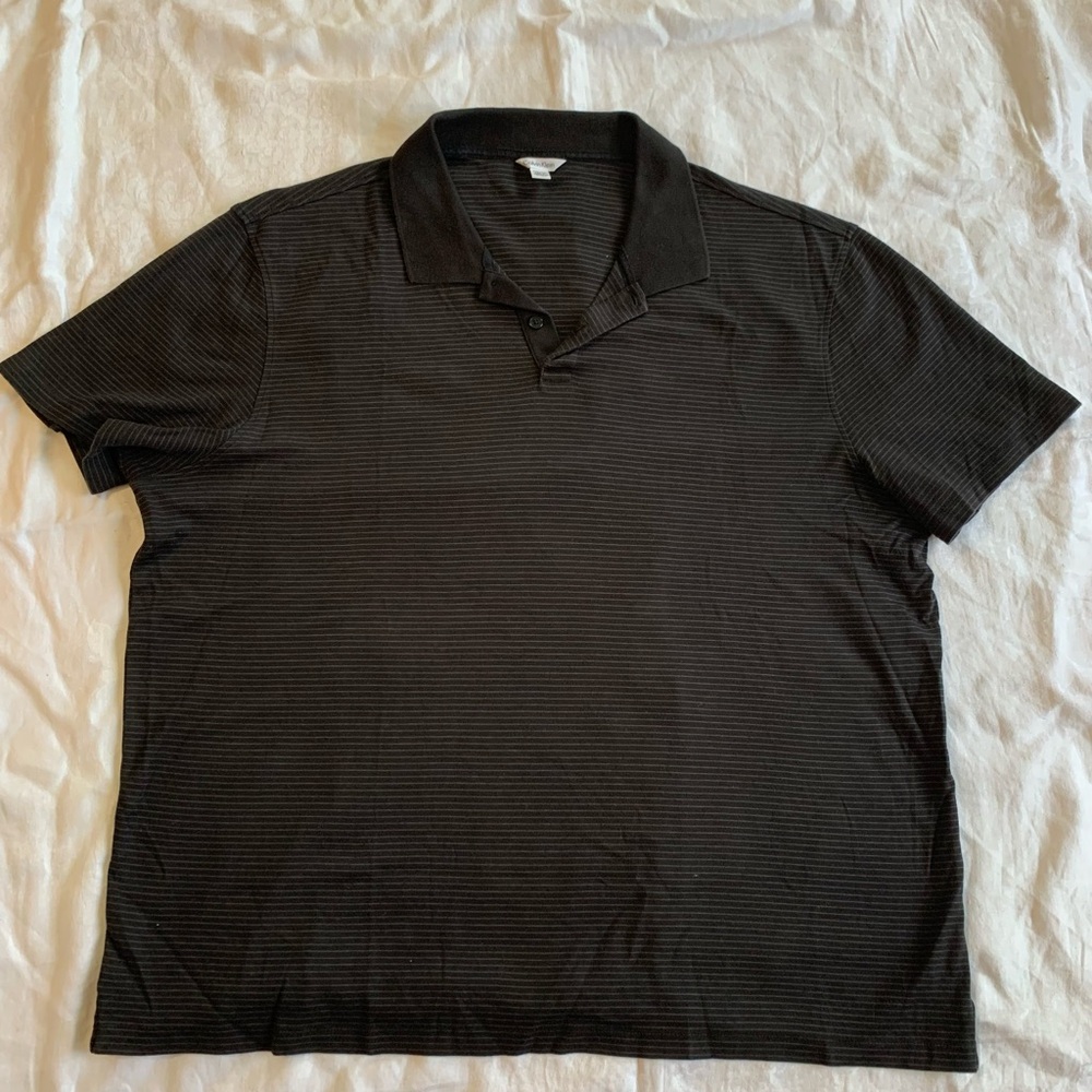 Men's Calvin Klein Black Striped Polo Shirt